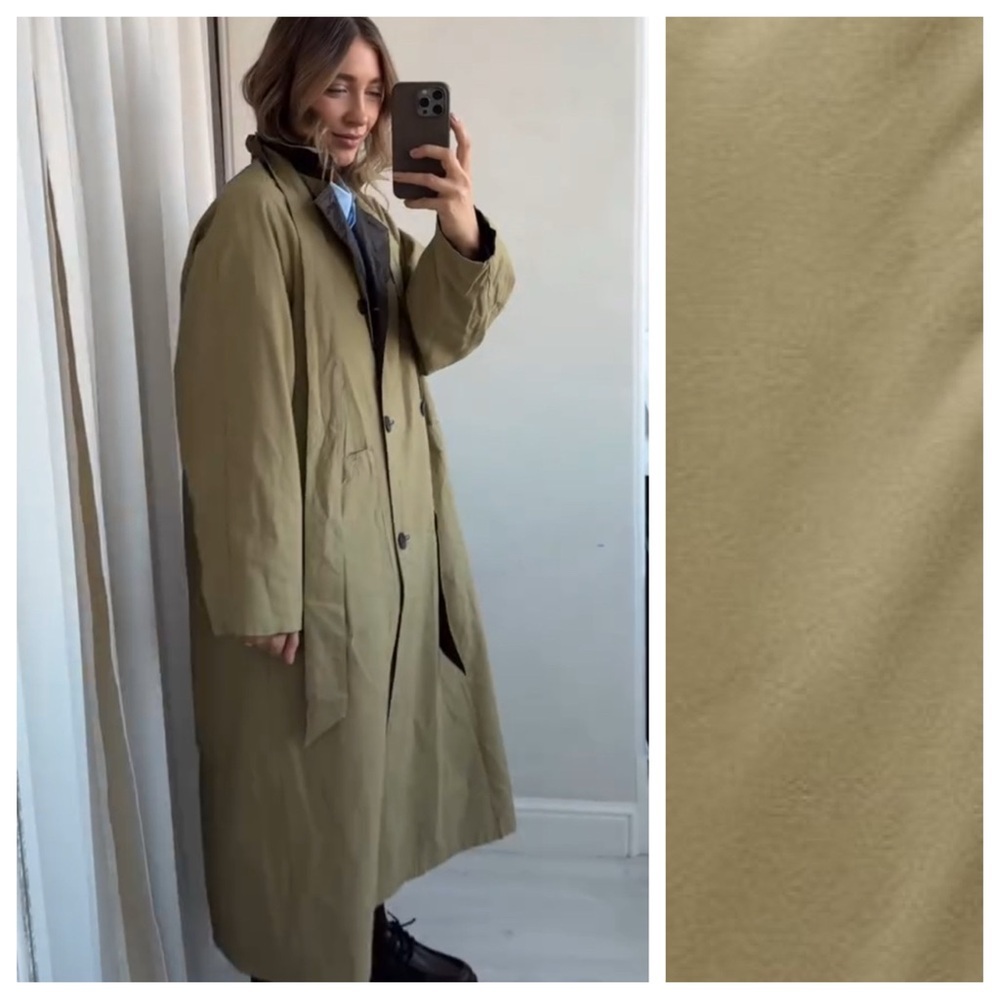NWT. Zara ZW Collection Brown/Ecru Reversible Collared Trench Coat. Size XS. - Picture 6 of 16